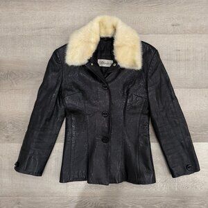 Blumarine Fur Collar Leather Blazer